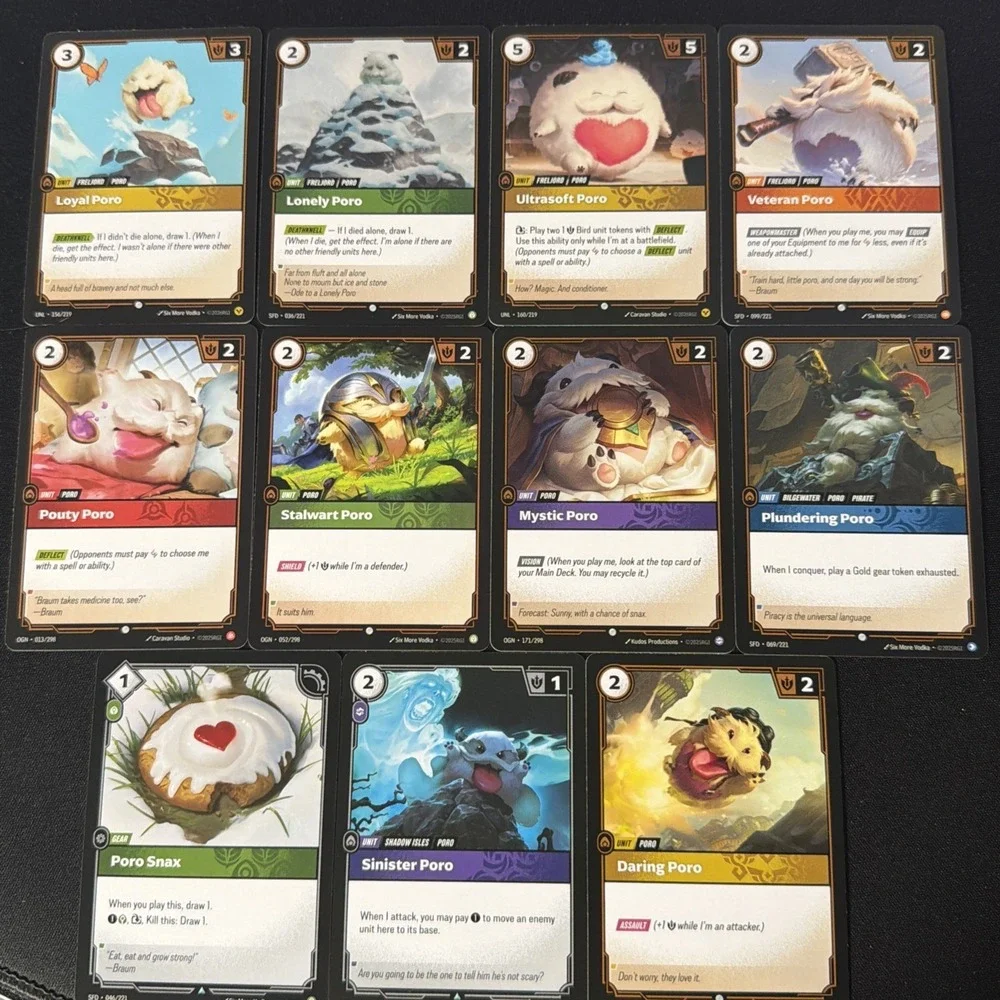 Riftbound TCG Starter Basic Poro Card Collection Lot Of 11 New Mint Condition